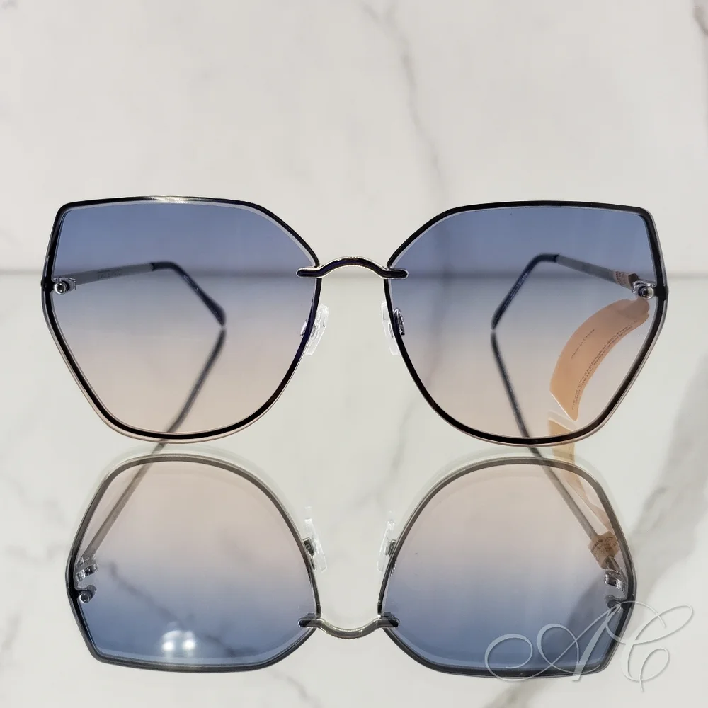 Frye & Co Sunglasses 50mm Gold Blue Ombre Geometric Frame Vacation Outdoor Boho